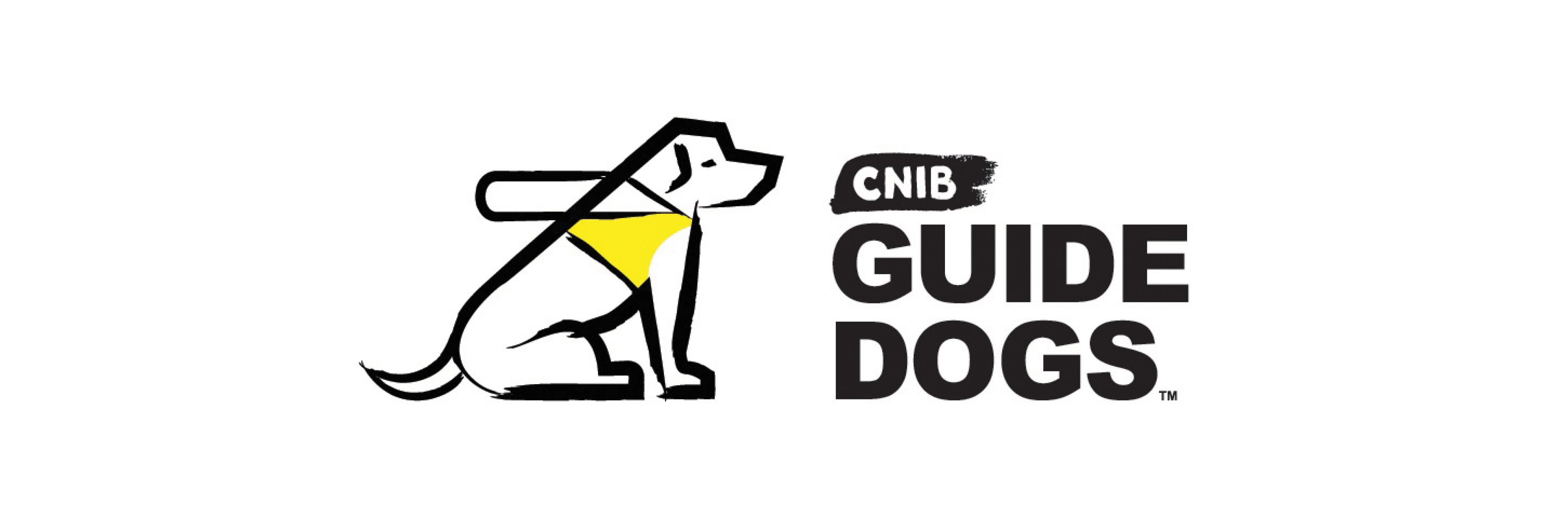 CNIB Guide Dogs Logo: A sketch of a dog in harness sitting next to the words "CNIB Guide Dogs".