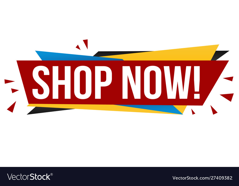 A red, blue and yellow graphic illustration featuring the text: Shop Now!
