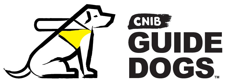 CNIB Guide Dogs Logo: A sketch of a dog in harness. Text: CNIB Guide Dogs.