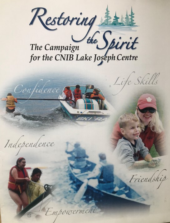 Couverture du guide de la campagne “Restoring the Spirit: The Campaign for the CNIB Lake Joseph Centre”.
