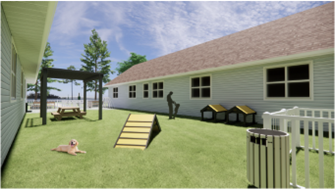 ​  ​Artist rendering of the new “free run and rest” area for guide dogs (south view).