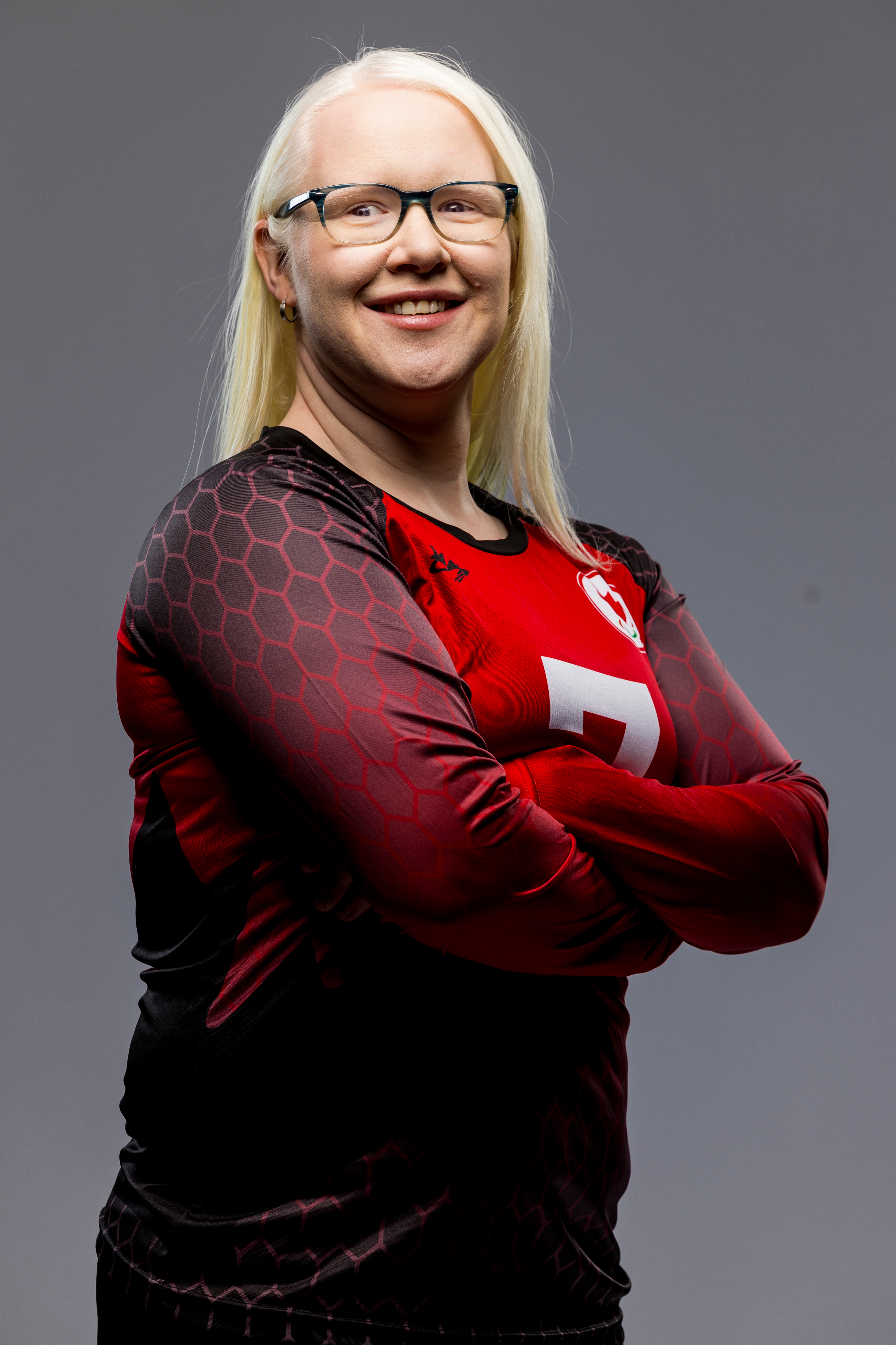Amy Burk, a Team Canada goalball athlete. Image courtesy of the Canadian Paralympic Committee.