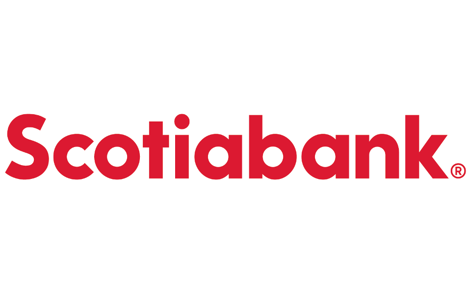 Scotiabank Logo. Bright, red text on a white background. "Scotiabank."