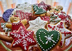 Pile of Christmas cookies on a plate 