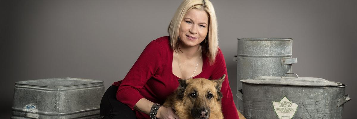Veronika with her guide dog