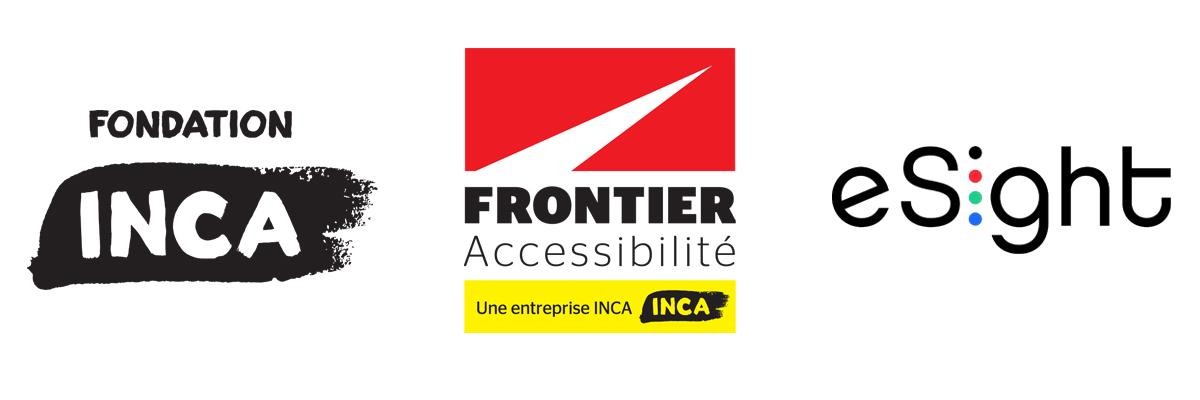 Fondation INCA,  Frontier Accessibilite, and eSight logos.