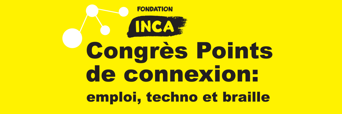 Logo du Congrès Points de connexion : emploi, techno et braille avec des icônes d'engrenages