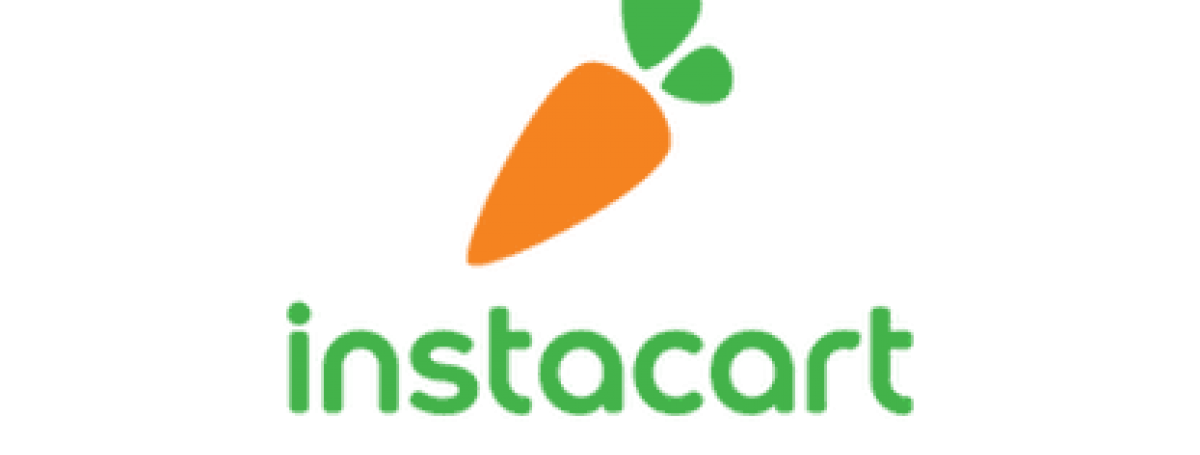 The instacart logo. An illustration of a carrot. Text: Instacart. 
